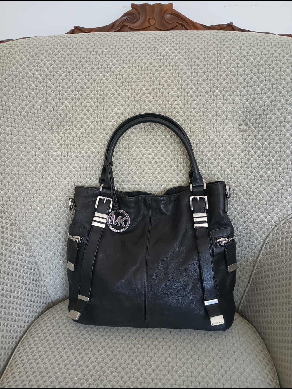 Michael Kors Black Leather MK Bag